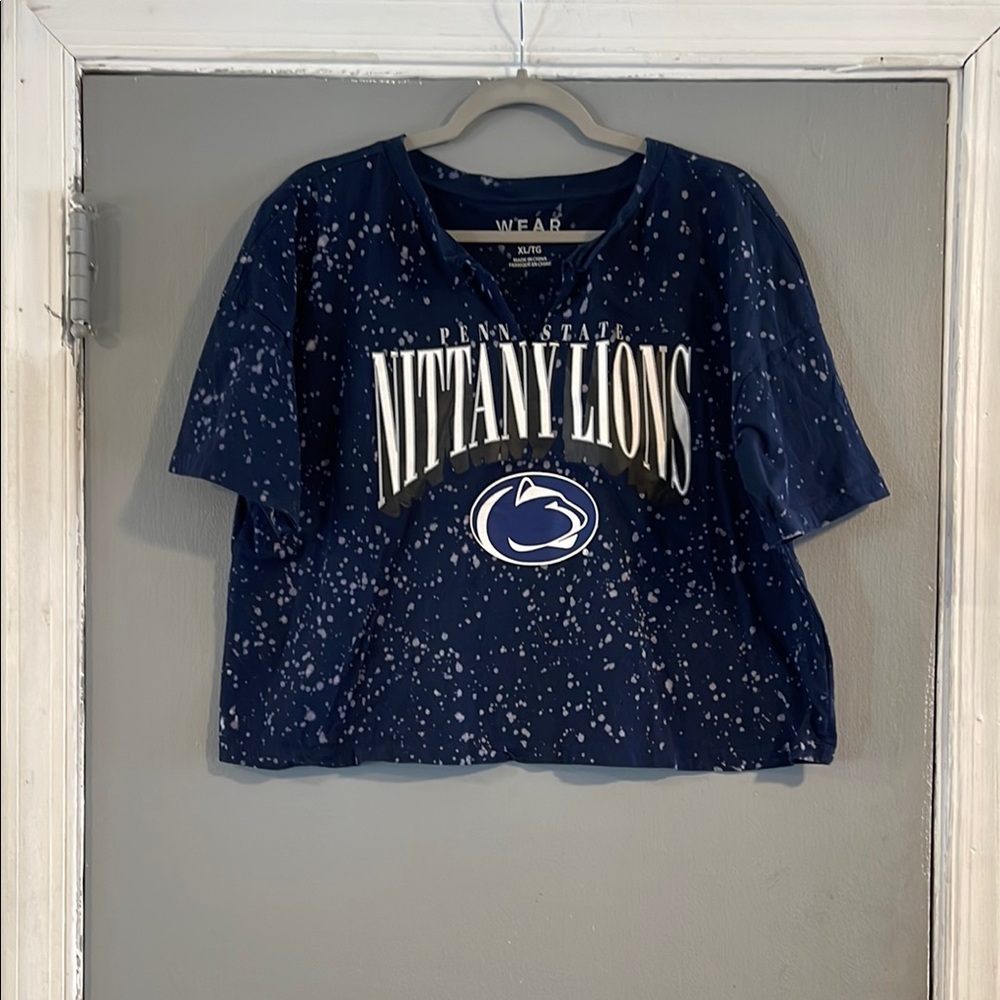 Nittany Lions Navy Blue‎ Crop Split V T-Shirt XL